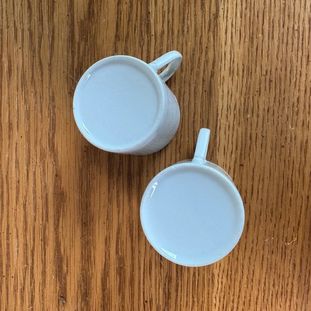 Vintage White Porcelain Espresso Cup and Saucer Set of 2 Minimalist Demitasse